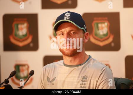 Captain Jos Buttler des England ODI-Teams nimmt an der Pressekonferenz im BCB Media Conference Room im SBNCS in Mirpur, Dhaka, Bangladesch Teil. Stockfoto