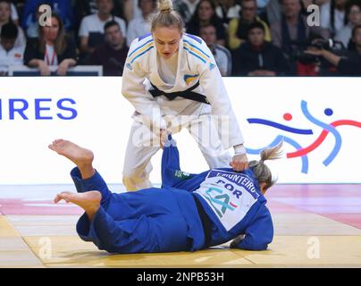 BILODID DARIA aus DER UKRAINE und MONTEIRO TELMA aus PORTUGAL während des Judo Paris Grand Slam 2023 am 4. Februar 2023 in der Accor Arena in Paris, Frankreich - Photo Laurent Lairys / DPPI Stockfoto