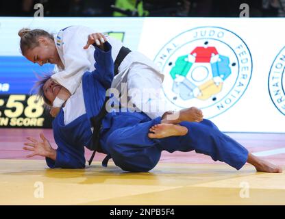 BILODID DARIA aus DER UKRAINE und MONTEIRO TELMA aus PORTUGAL während des Judo Paris Grand Slam 2023 am 4. Februar 2023 in der Accor Arena in Paris, Frankreich - Photo Laurent Lairys / DPPI Stockfoto