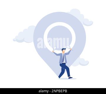 Standortsuche nach Geschäftsadresse, Bürostandort, Straßeninformationen, modernes Flachvektorbild Stock Vektor