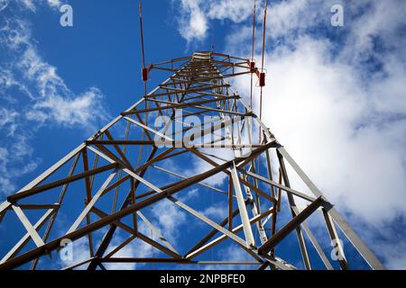 Stromübertragungsturm Pylon Lanzarote, Kanarische Inseln, Spanien Stockfoto