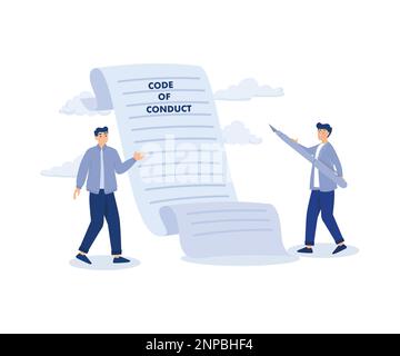 Verhaltenskodex, Compliance-Dokument oder Unternehmensstandard, moderne Flachvektordarstellung Stock Vektor