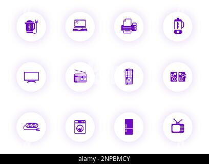 Haushaltsgeräte violette Vektorsymbole Stock Vektor