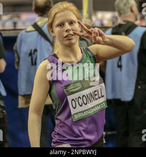 Birmingham, Großbritannien. 25. Februar 2023 Para Athlete Esme O’CONNELL (GBR) (T20) anlässlich des World Athletics „World Indoor Tour“-Endtreffens in der utilita Arena, Birmingham, am 25. Februar 2023 Kredit: Ben Booth/Alamy Live News Stockfoto