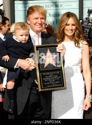 OCTOBER 14th 2020: Barron Trump - son of President of The United States of America Donald Trump and First Lady Melania Trump - has tested positive for the COVID-19 coronavirus. - File Photo by: zz/Michael Germana/STAR MAX/IPx 2007 1/16/07 Donald Trump and Melania Trump with their son Barron Trump as Donald receives his star on the Hollywood Walk of Fame. (Los Angeles, CA)