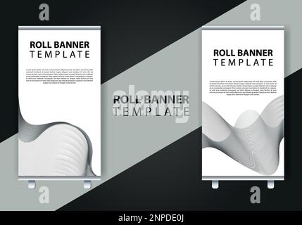 Roll-Up-Broschüren-Flyer-Banner Gestalten Sie einen vertikalen Vorlagenvektor, einen abstrakten geometrischen Hintergrund, ein modernes X-Banner und Flaggenbanner, Rechteckgröße. Stock Vektor