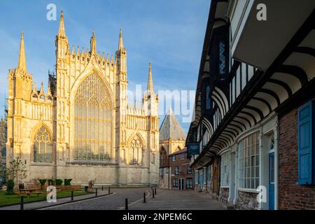 Morgen am William's College mit York Minster in der Ferne. Stockfoto