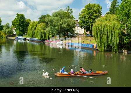 Frühlingsmittagmittag auf dem Fluss Cam in Cambridge. Stockfoto