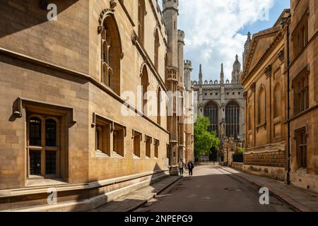 Frühlingsnachmittag am King's College in Cambridge. Stockfoto