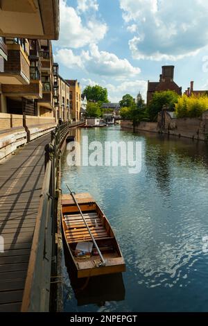 Frühlingsnachmittag auf dem Fluss Cam in Cambridge. Stockfoto