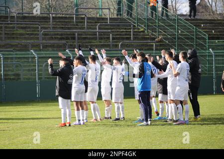 1. Team des FC Lokomotive Leipzig während des Spiels BFC Dynamo gegen 1. FC Lokomotive Leipzig, Regionalliga Nordost, Runde 22, Sportforum Hohenschönhausen, Berlin, Deutschland, 26. Februar 2023. Iñaki Esnaola Stockfoto