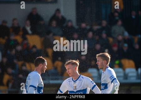 Göteborg, Schweden. 26. Februar 2023 Marcus Berg, Oscar Wendt und Elias Hagen von der IFK Goteborg während des Bühnenspiels der Swedish Cup Group zwischen GAIS und IFK Goteborg am 26. Februar 2023 in Göteborg. Kredit: Oskar Olteus / Alamy Live News Stockfoto