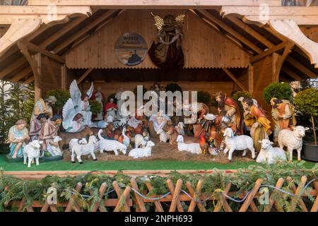 Czestochowa, Polen - 01. Januar 2023: Geburtsszene mit Statuen im Kloster Jasna Gora, Czestochowa Stockfoto