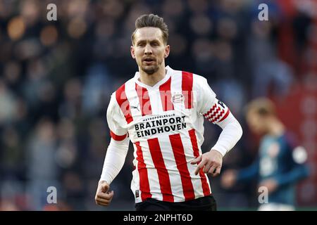 EINDHOVEN - Luuk de Jong von PSV Eindhoven während des niederländischen Premier-League-Spiels zwischen PSV Eindhoven und FC Twente am 26. Februar 2023 im Phillips-Stadion in Eindhoven, Niederlande. ANP MAURICE VAN STONE Stockfoto