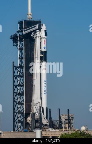 SpaceX Falcon 9 mit Crew Dragon Capsule Stockfoto