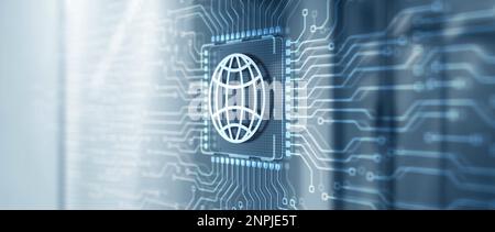 Konzept des globalen Telekommunikationsnetzes. Drahtlose Kommunikationstechnologie. Stockfoto