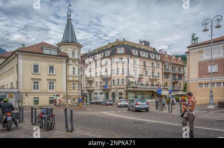 Historisches Zentrum der Stadt Merano - Provinz Bozen, Südtirol - Trentino Alto Adige, Norditalien Stockfoto