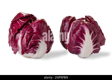 Radicchio di Verona, typische rote Rettich-Zichorie, isoliert auf weißem Schnittpfad im Preis inbegriffen Stockfoto