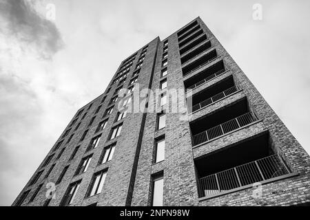 Das Astley Apartment und Immobilienkomplex neben der Great Ancoats Street in Manchester, im Februar 2023 abgebildet. Stockfoto