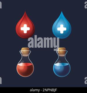 Elemente der Spiel-UI wurden festgelegt. Sammlung von Symbolen für die Benutzeroberfläche von Spielen. vektordarstellung. Stock Vektor