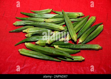 Kopenhagen/Dänemark 15.September 2018..Okra Samen und Gemüse . (Foto.Francis Joseph Dean / Deanpictures. Stockfoto