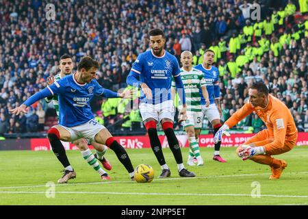 Glasgow, Großbritannien. 26. Februar 2023. UK. Im Finale des Viaplay Cup spielten die Rangers vs Celtic im Hampden Park in Glasgow. Kredit: Findlay/Alamy Live News Stockfoto