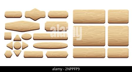 Hölzernes UI-Element für Spiele. Elemente der Gaming-Benutzeroberfläche. vektordarstellung. Stock Vektor