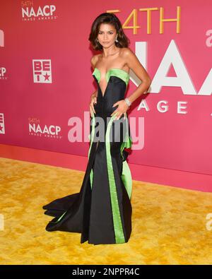 25. Februar 2023, Pasadena, Kalifornien, USA: Zendaya nimmt an den NAACP Image Awards 54. Teil. (Kreditbild: © Billy Bennight/ZUMA Press Wire) NUR REDAKTIONELLE VERWENDUNG! Nicht für den kommerziellen GEBRAUCH! Stockfoto