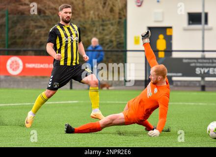 H&W Welders FC gegen Knockbreda FC, Samstag, 25. Februar 2023, Blanchflower Stadium, Belfast, Lough 41 Championship. Stockfoto