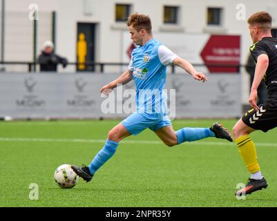 H&W Welders FC gegen Knockbreda FC, Samstag, 25. Februar 2023, Blanchflower Stadium, Belfast, Lough 41 Championship. Stockfoto