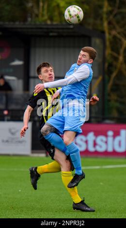 H&W Welders FC gegen Knockbreda FC, Samstag, 25. Februar 2023, Blanchflower Stadium, Belfast, Lough 41 Championship. Stockfoto