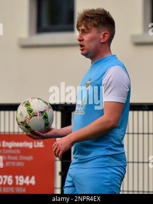 H&W Welders FC gegen Knockbreda FC, Samstag, 25. Februar 2023, Blanchflower Stadium, Belfast, Lough 41 Championship. Stockfoto