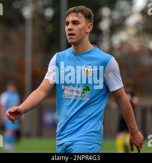 H&W Welders FC gegen Knockbreda FC, Samstag, 25. Februar 2023, Blanchflower Stadium, Belfast, Lough 41 Championship. Stockfoto