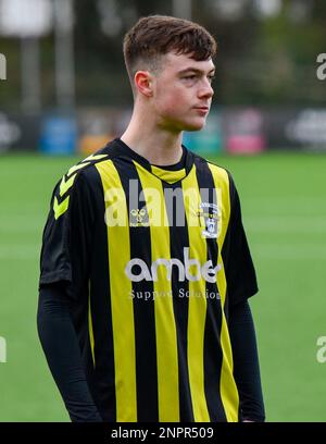 H&W Welders FC gegen Knockbreda FC, Samstag, 25. Februar 2023, Blanchflower Stadium, Belfast, Lough 41 Championship. Stockfoto