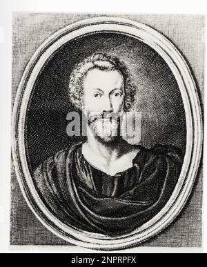 Der britische Dichter JOHN DONNE ( 1572 - 1631 ) , Portrait engravyng 1632 ca. - POESIA - POETA - POESIE - Rituto - barba - Bart - METAFISICO - METAPHISIC --- Archivio GBB Stockfoto