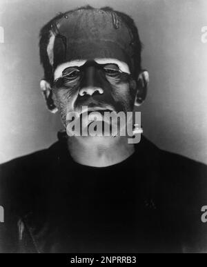 1933 : BORIS KARLOFF in FRANKENSTEIN von James Whale , aus dem Roman von Mary Shelley Wollstonecraft - KINO - FILM - FILM - HORROR - Blutung - triller --- Archivio GBB Stockfoto