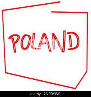 Geschätzte Form der Karte Polens mit der Inschrift in Rot und Weiß, Vektordarstellung. Stock Vektor