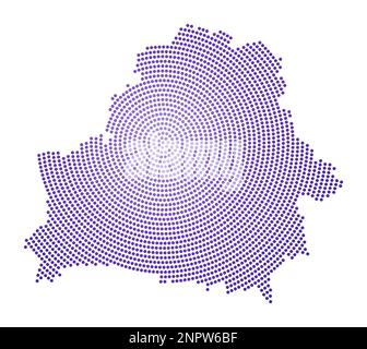 Belarus gepunktete Karte. Digitale Form von Weißrussland. Technisches Symbol des Landes mit abgestuften Punkten. Erstaunliche Vektordarstellung. Stock Vektor