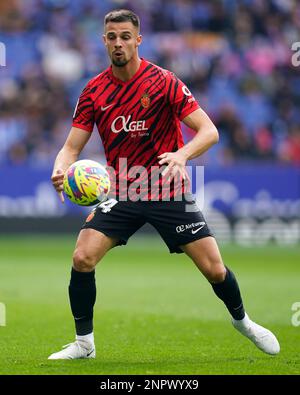 Martin Valjent von RCD Mallorca während des Spiels La Liga zwischen RCD Espanyol und RCD Mallorca spielte am 25. Februar im RCDE-Stadion in Barcelona, Spanien. (Foto: Sergio Ruiz PRESSIN) Stockfoto