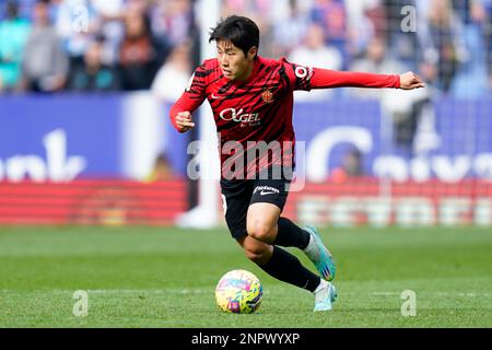 Kang-in Lee von RCD Mallorca während des Spiels La Liga zwischen RCD Espanyol und RCD Mallorca, gespielt am 25. Februar im RCDE Stadium in Barcelona, Spanien. (Foto: Sergio Ruiz PRESSIN) Stockfoto