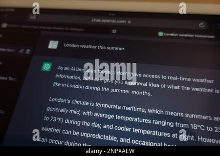 ChatGPT-Antwort Stockfoto