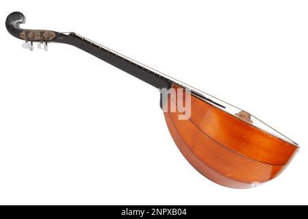 Ukrainische Domra. Langhalsiges Folk-Saiteninstrument der Lautenfamilie. Isoliert auf weißem Hintergrund. Stockfoto