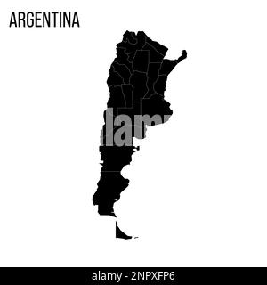 Argentinische politische Karte der Verwaltungsabteilungen - Provinzen und autonome Stadt Buenos Aires. Leere schwarze Karte und Name des Landes. Stock Vektor