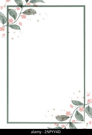 Vektor in Aquarellfarbe mit Blumenrahmen und Textbereich. Vektordarstellung Stock Vektor