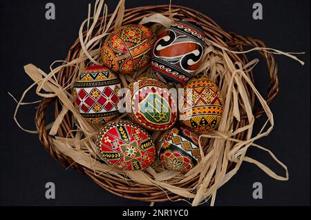 Pysanka, Pysanky ukrainischer Ostereier-Dreizack Stockfoto