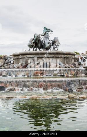 Gefion Wasserbrunnen im Spätsommer, Kopenhagen Dänemark. Stockfoto