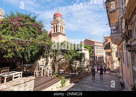 Katholische Jungfrauenkirche, Altstadt, Kerkyra, Insel Korfu, Ionische Inseln, Griechenland Stockfoto