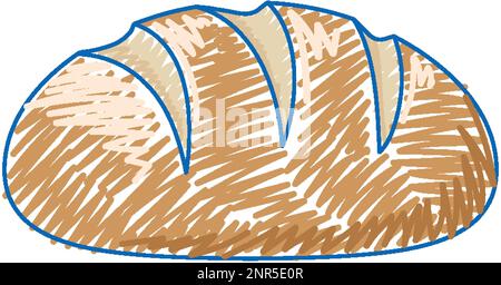 Brot in Bleistiftfarbe zeichnen einfache Stilzeichnung Stock Vektor