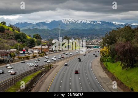 Schnee auf dem Berg Diablo Stockfoto