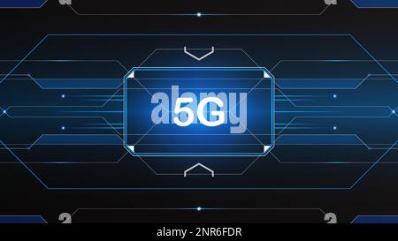 Hintergrundkonzept der 5G-Netzwerktechnologie. 5G Wireless Wi-Fi Verbindung Internet, Daten, Circle Line, Beleuchtung, Technologie Abstract, vektor. 5G für Web Stock Vektor